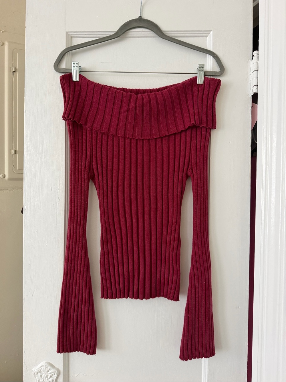 Off-Shoulder Ribbed Sweater